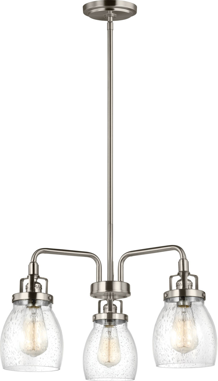 Belton Three Light Chandelier in Brushed Nickel