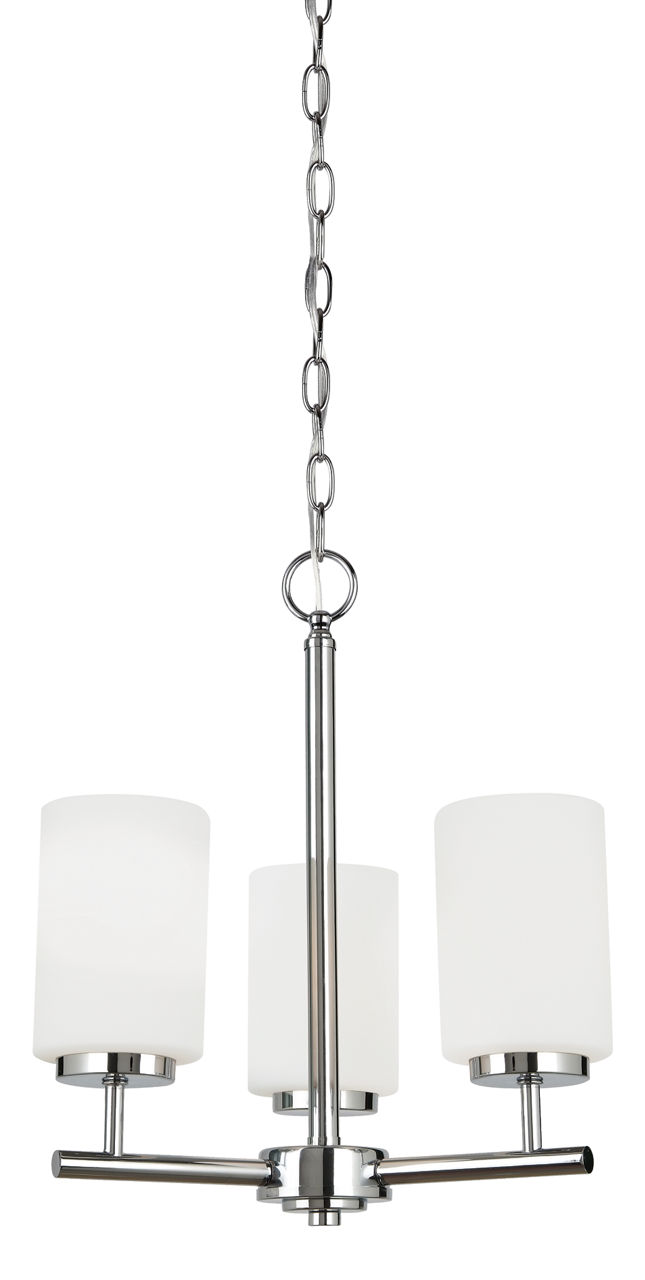 Oslo 3-Light Chandelier in Chrome with Opal Etched Glass