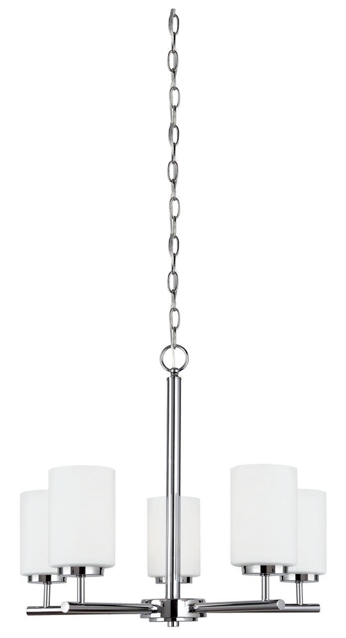 Oslo 5-Light Chandelier in Chrome with Opal Etched Glass Bulbs Not Included