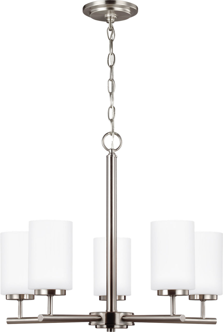 Oslo 5-Light Chandelier in Brushed Nickel with Opal Etched Glass Bulbs Not Included
