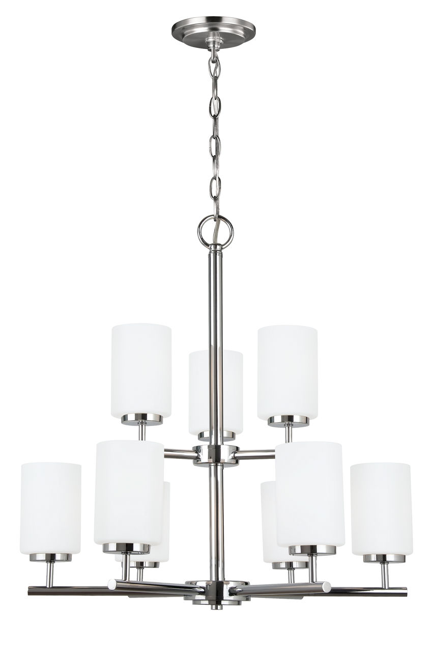 Oslo 9-Light Chandelier in Chrome with Opal Etched Glass Bulbs Not Included