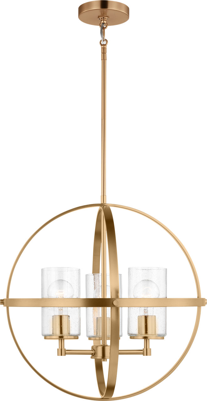 Alturas Three Light Chandelier Satin Brass Bulbs Inc