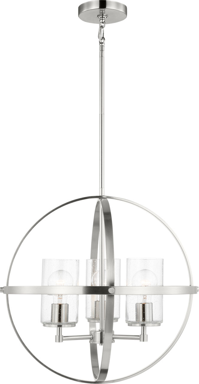 Alturas Three Light Chandelier Brushed Nickel Bulbs Inc