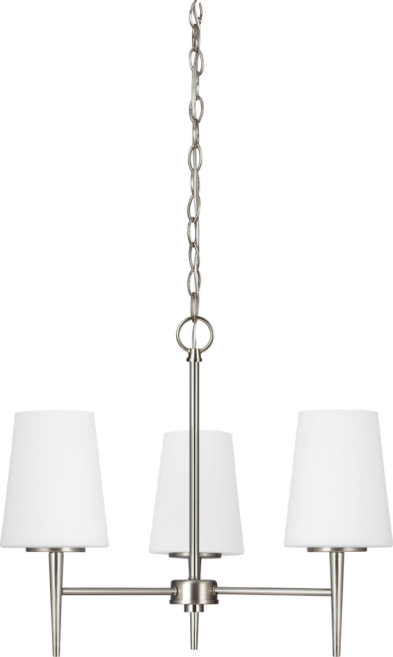 Driscoll Three Light Chandelier Brushed Nickel