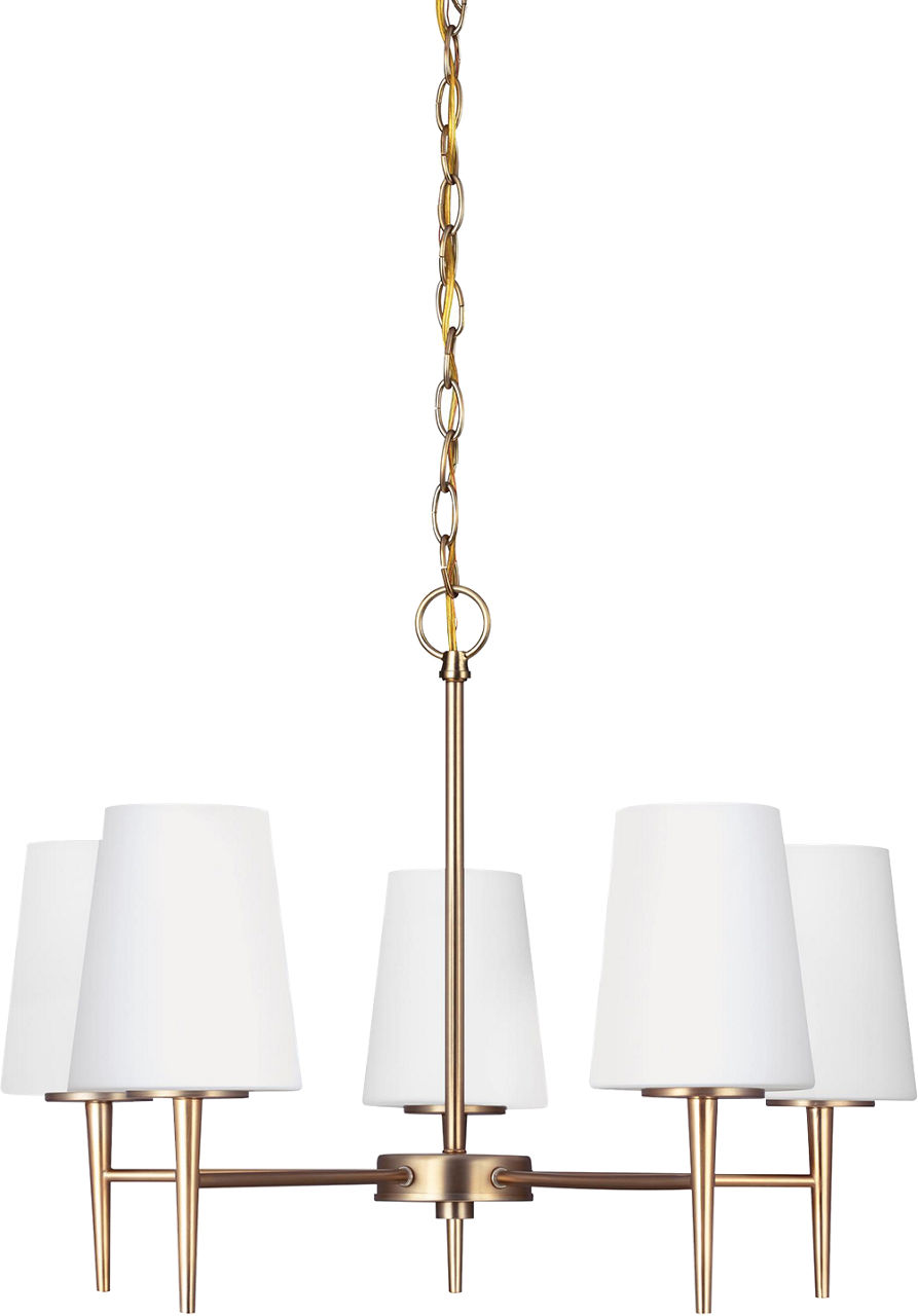 Driscoll Five Light Chandelier Satin Brass Bulbs Included