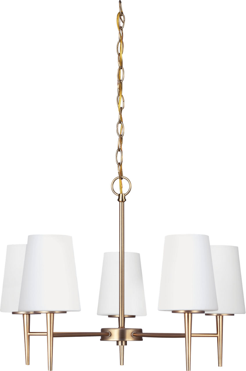 Driscoll Five Light Chandelier Brushed Nickel Bulbs Included