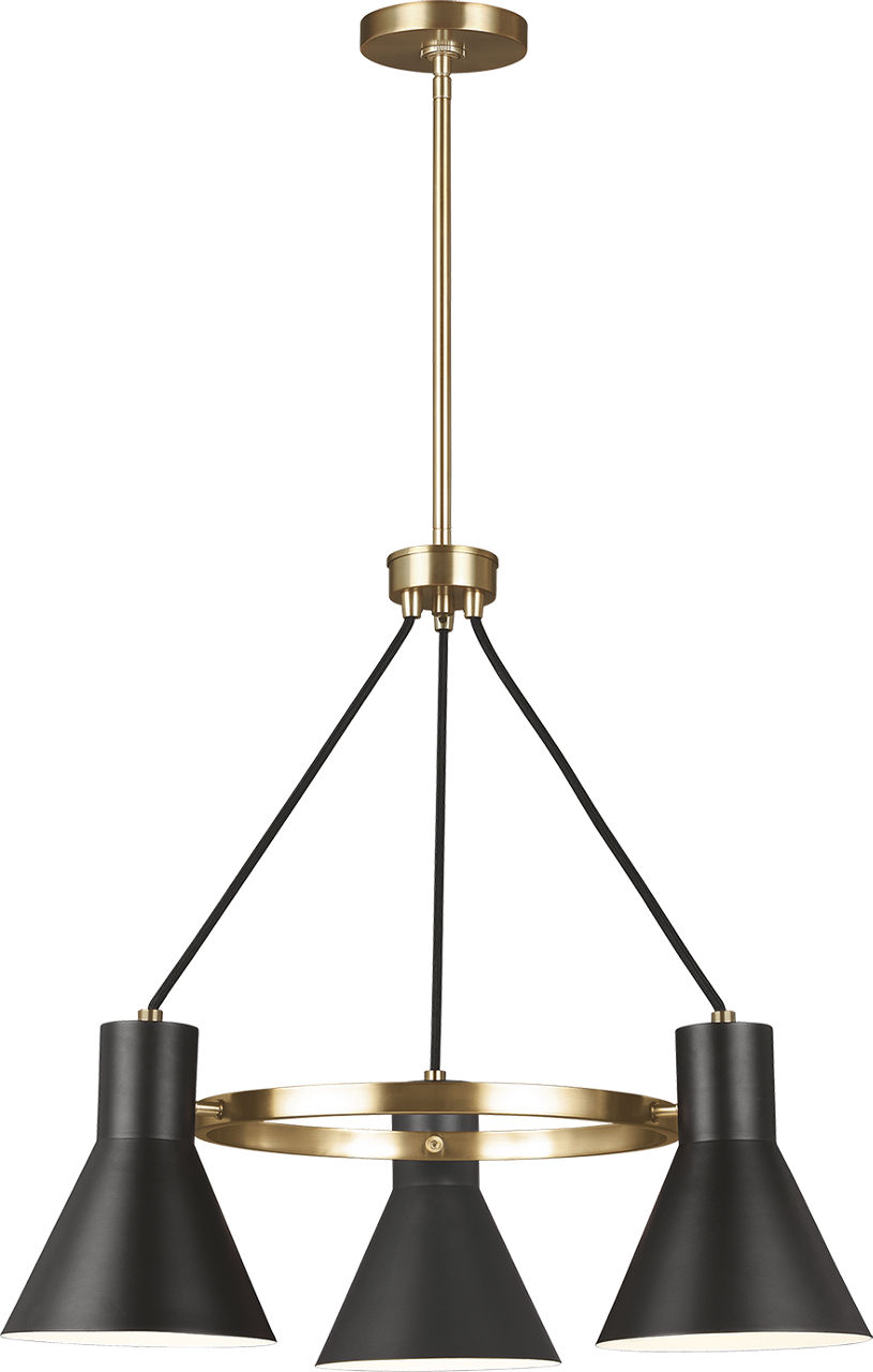 Towner Three Light Chandelier Satin Brass Bulbs Inc