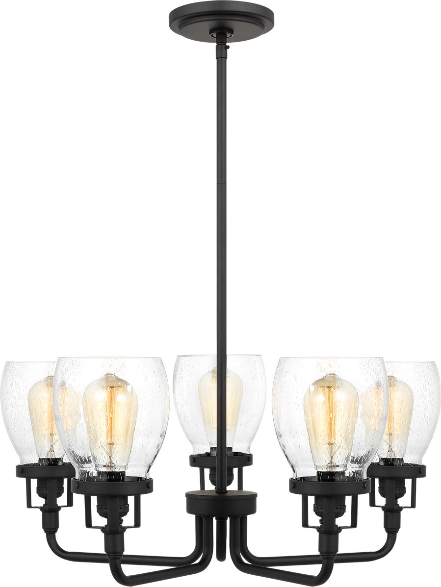 Belton Five Light Uplight Chandelier in  Midnight Black Bulbs Included