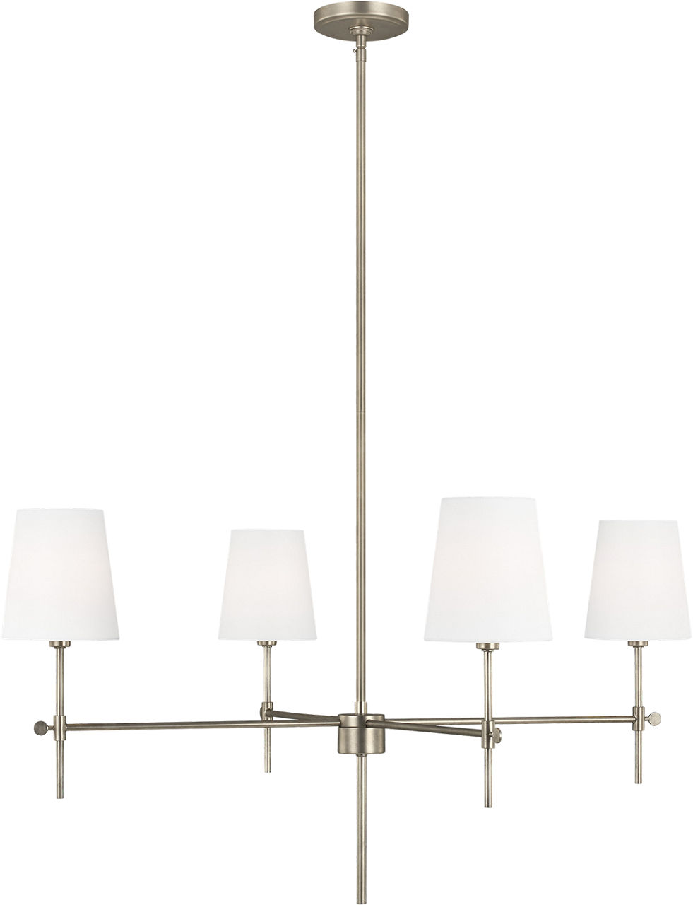 Baker Four Light Large Chandelier Antique Brushed Nickel Bulbs Included