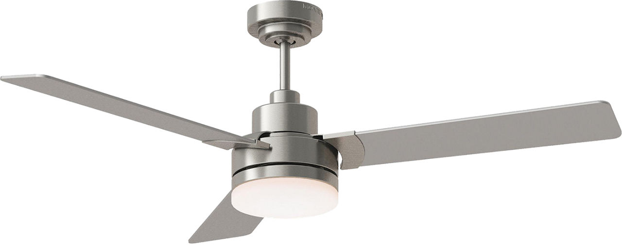 Jovie 52 LED Ceiling Fan in with Silver / American Walnut Reversible Blades and Light Kit Brushed Steel