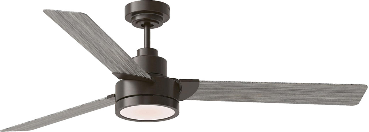 Jovie Outdoor 58 LED Ceiling Fan in Aged Pewter with Light Grey Weathered Oak Blades and Light Kit