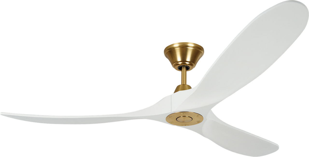 Maverick 60 Ceiling Fan in with Matte White Blades Burnished Brass