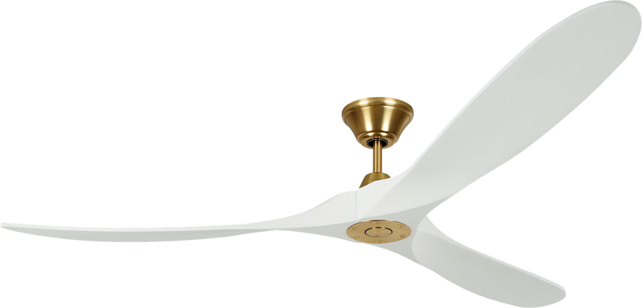 Maverick 70 Ceiling Fan in Burnished Brass with Matte White Blades