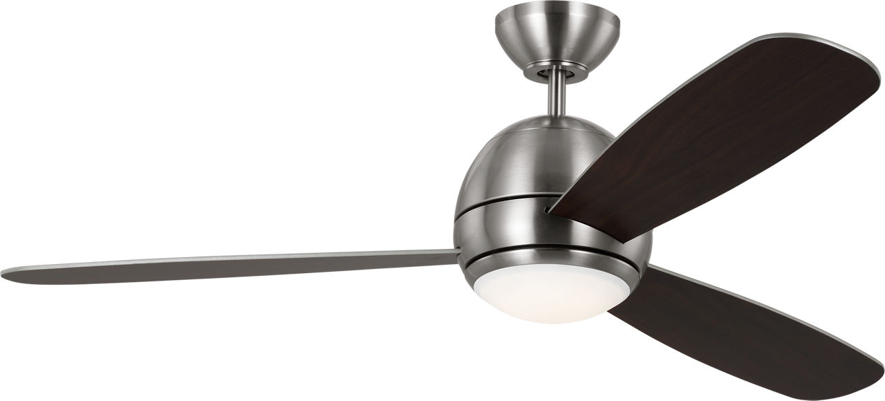 Orbis 52 LED Ceiling Fan in with Silver / American Walnut Reversible Blades and Light Kit Brushed Steel