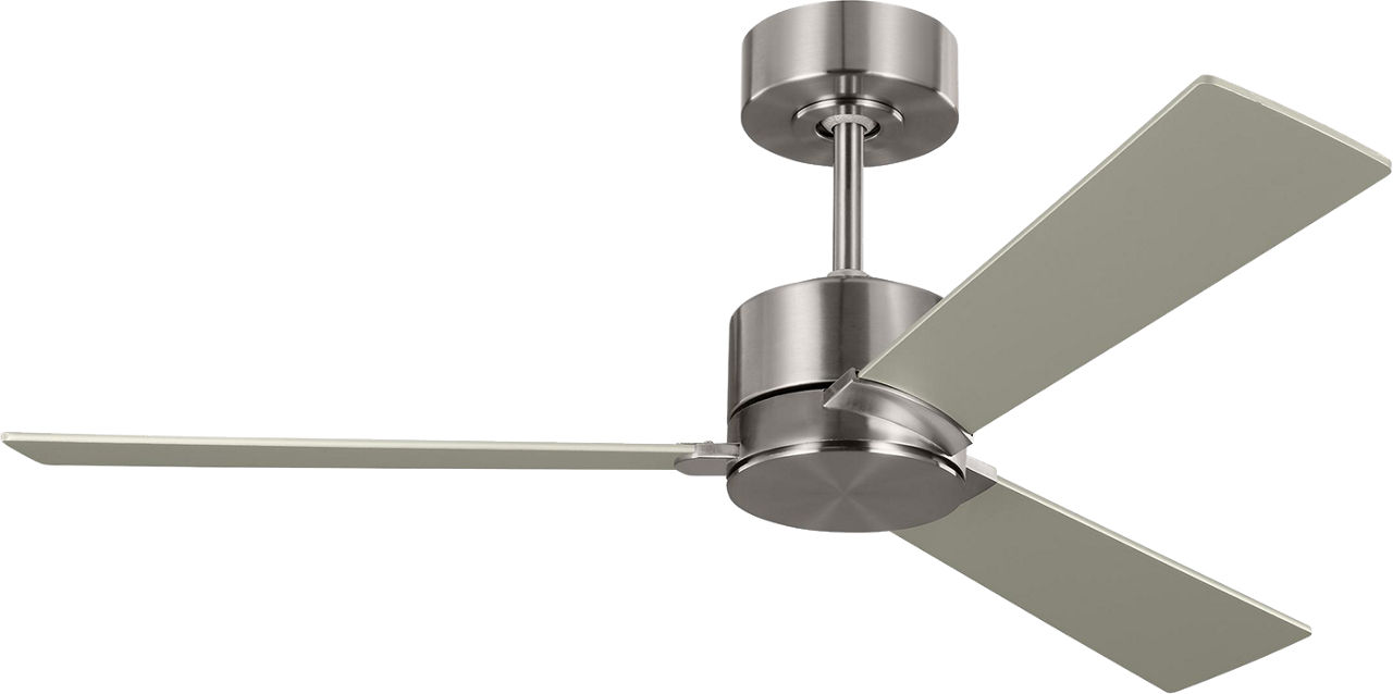 Rozzen 44 Ceiling Fan in with Silver / American Walnut Reversible Blades Brushed Steel