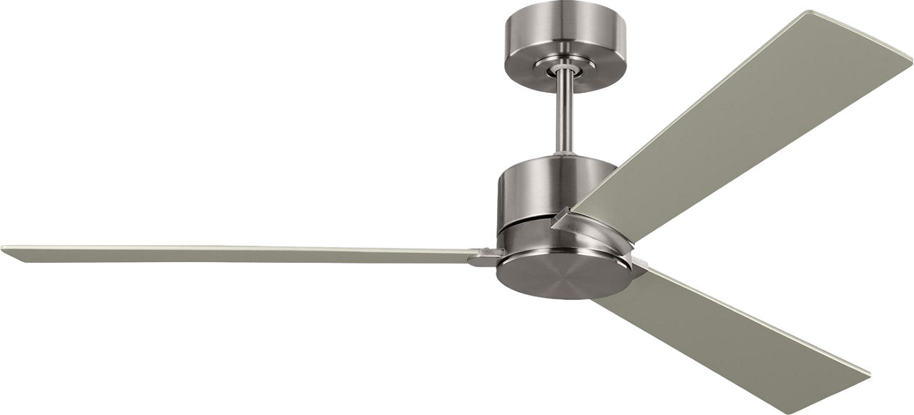 Rozzen 52 Ceiling Fan in Brushed Steel with Silver / American Walnut Reversible Blades