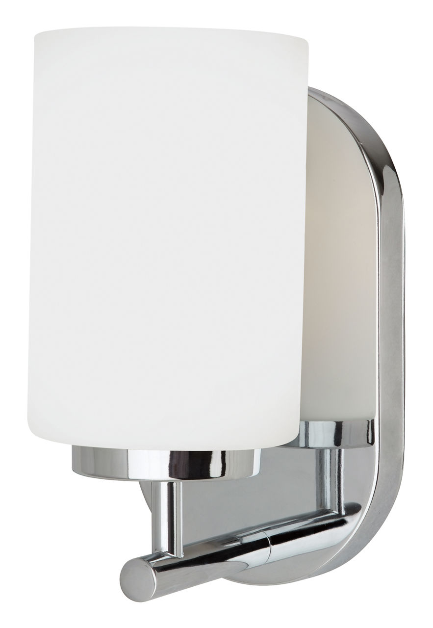 Oslo 1-Light Bath Sconce in Chrome with Opal Etched Glass Bulbs Not Included