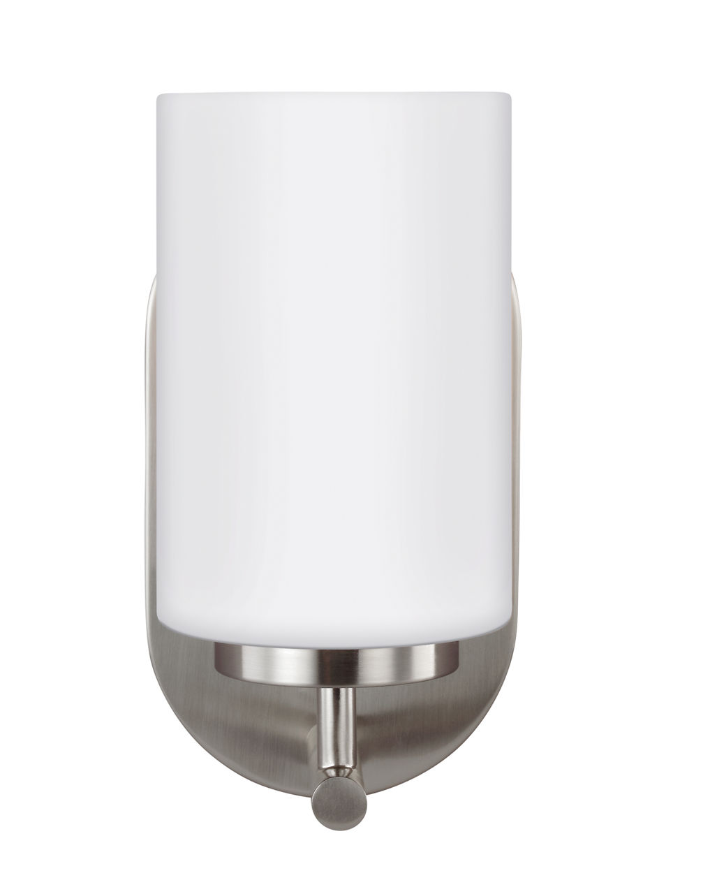 Oslo 1-Light Bath Sconce in Brushed Nickel with Opal Etched Glass Bulbs Not Included