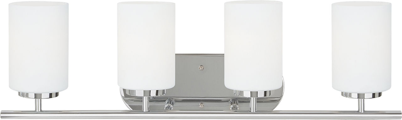 Oslo 4-Light Bath Sconce in Chrome with Opal Etched Glass Bulbs Not Included
