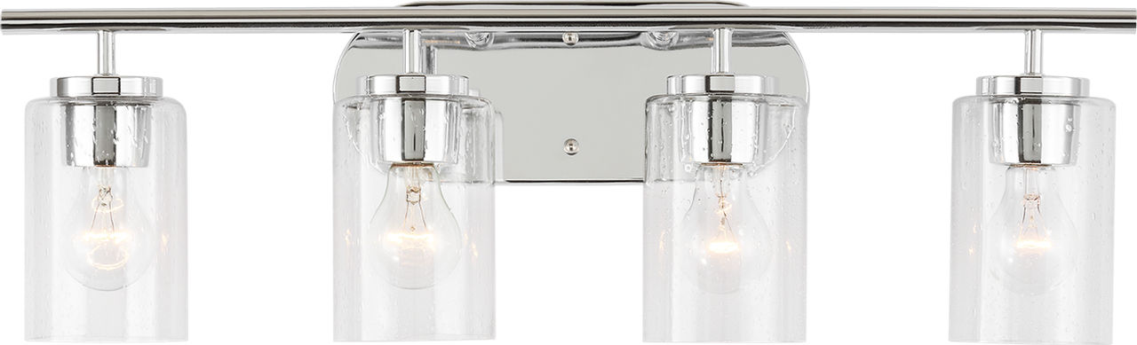 Oslo 4-Light Bath Sconce in Chrome with Clear Seeded Glass Bulbs Included