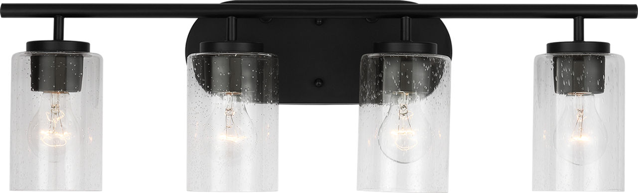 Oslo 4-Light Bath Sconce in Midnight Black with Clear Seeded Glass Bulbs Included