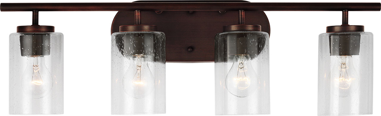 Oslo 4-Light Bath Sconce in Bronze with Clear Seeded Glass Bulbs Included
