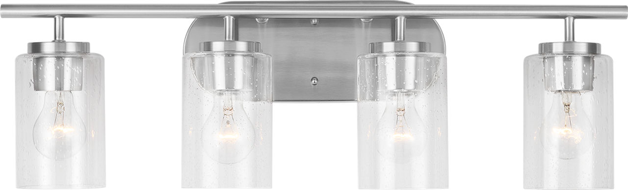 Oslo 4-Light Bath Sconce in Brushed Nickel with Clear Seeded Glass Bulbs Included
