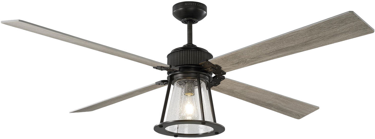 Rockland 60 LED Ceiling Fan in Aged Pewter with Light Grey Weathered Oak Blades and Light Kit