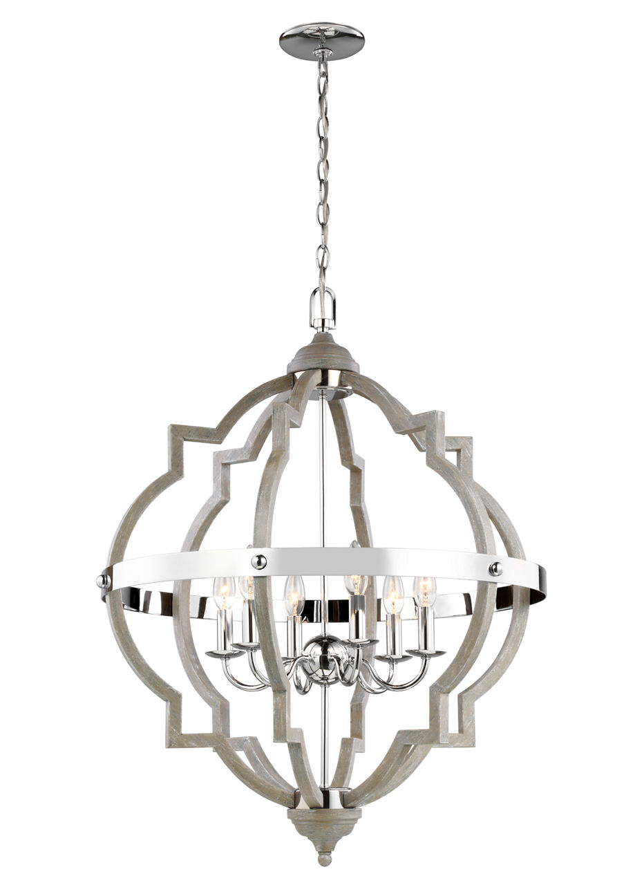 Socorro Six Light Hall / Foyer Washed Pine