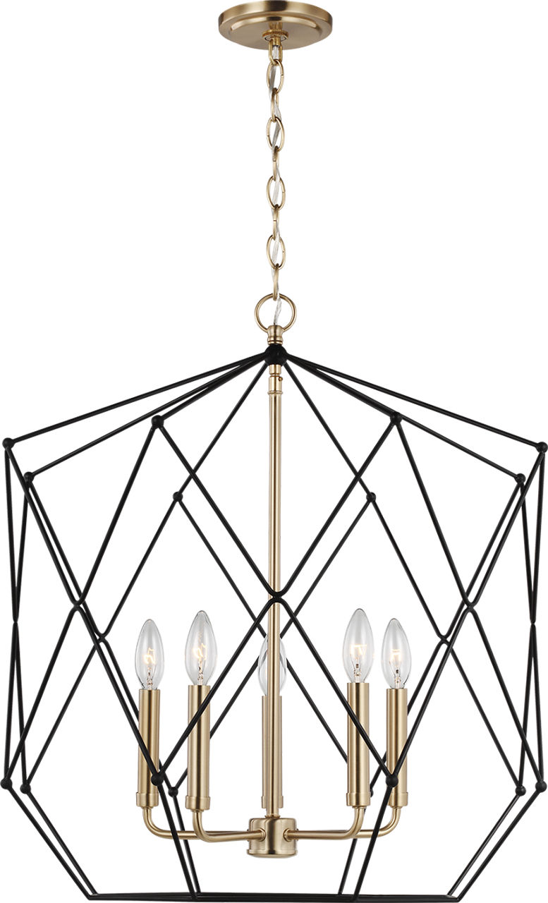 Zarra Large Five Light Lantern Satin Brass Bulbs Included