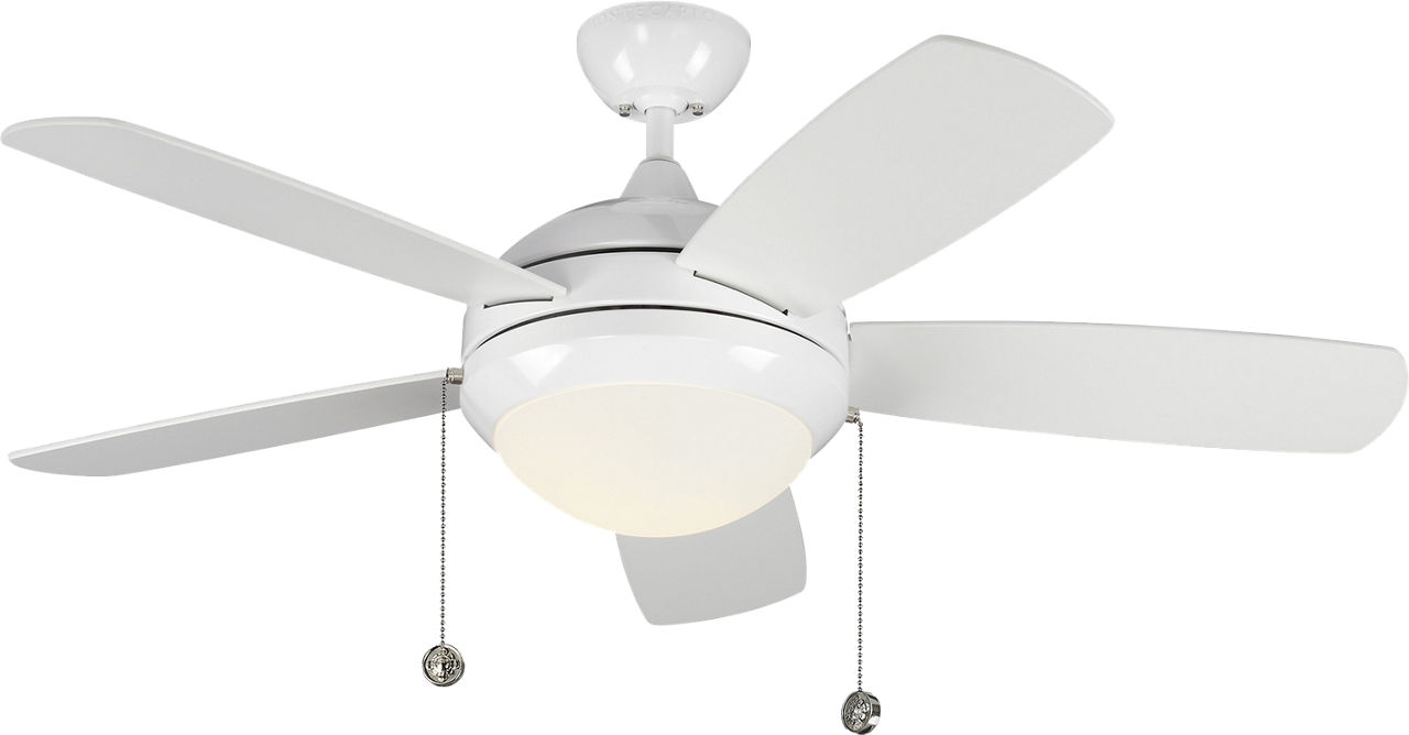 Discus Classic 44 LED Ceiling Fan in White with White Blades and Light Kit