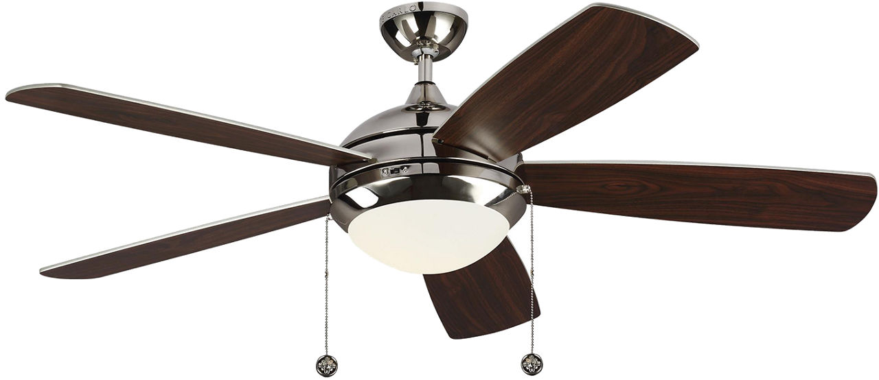 Discus Classic 52 LED Ceiling Fan in with Silver / American Walnut Reversible Blades and Light Kit Polished Nickel