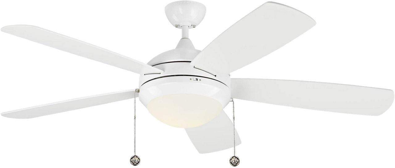 Discus Classic 52 LED Ceiling Fan in White with White Blades and Light Kit