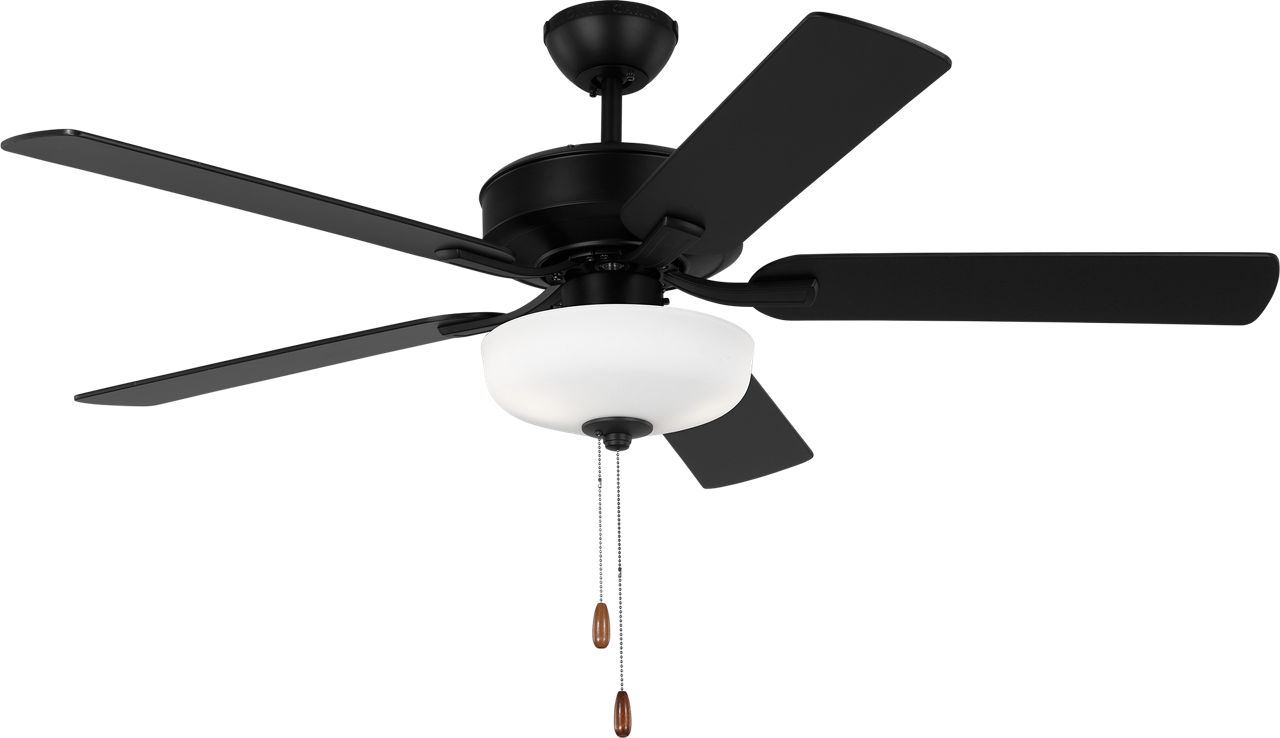 Linden DC 52 LED Ceiling Fan in with / American Walnut Reversible Blades and Bowl Light Kit Midnight Black
