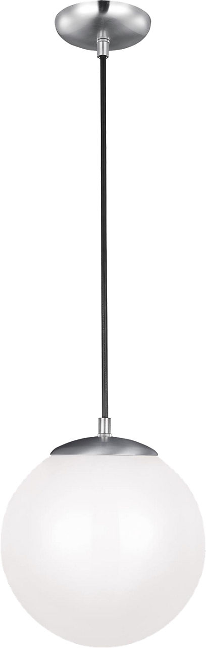 Leo Hanging Globe Medium Pendant in Satin Aluminum with Smooth White Glass Bulb(s) Not Included