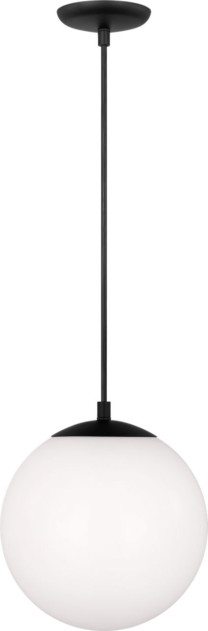 Leo Hanging Globe Medium Pendant in Midnight Black with Smooth White Glass Bulb(s) Included