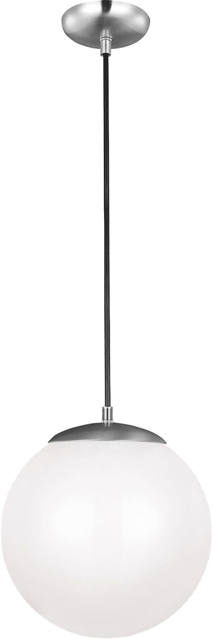 Leo Hanging Globe Large Pendant in Satin Aluminum with Smooth White Glass Bulb(s) Not Included