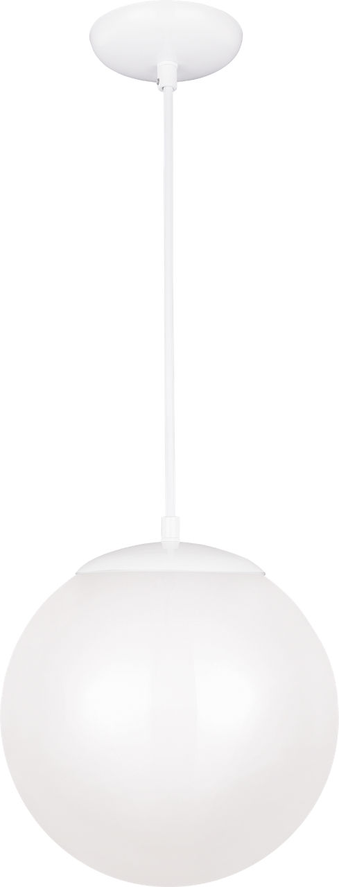 Leo Hanging Globe Large Pendant in White with Smooth White Glass Dedicated LED