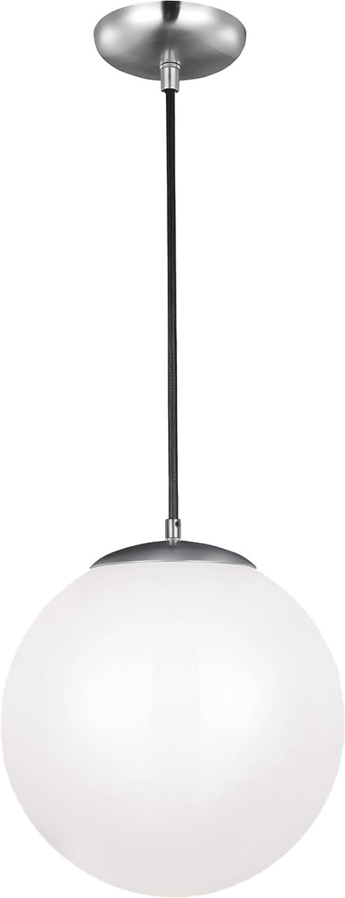 Leo Hanging Globe XL Pendant in Satin Aluminum with Smooth White Glass Bulb(s) Not Included