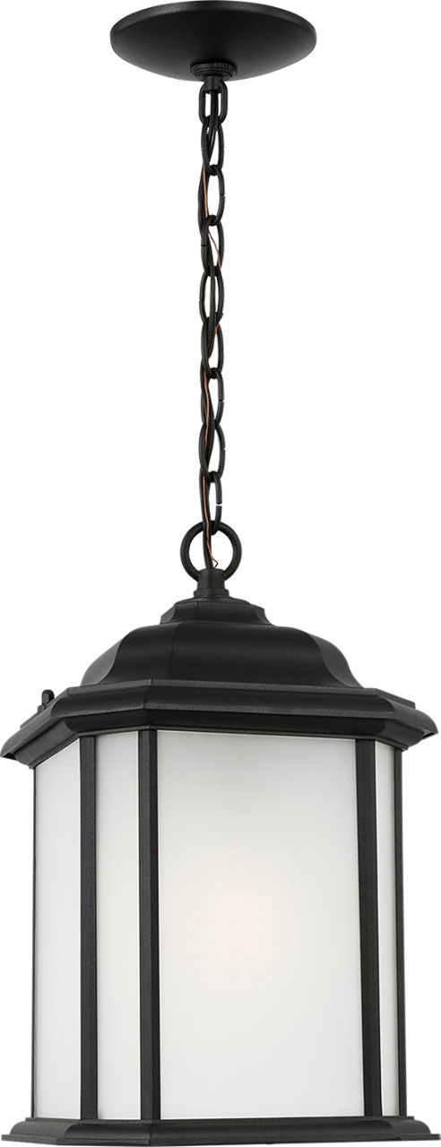 Kent Large Pendant in Black with Satin Etched Glass Bulb(s) Included