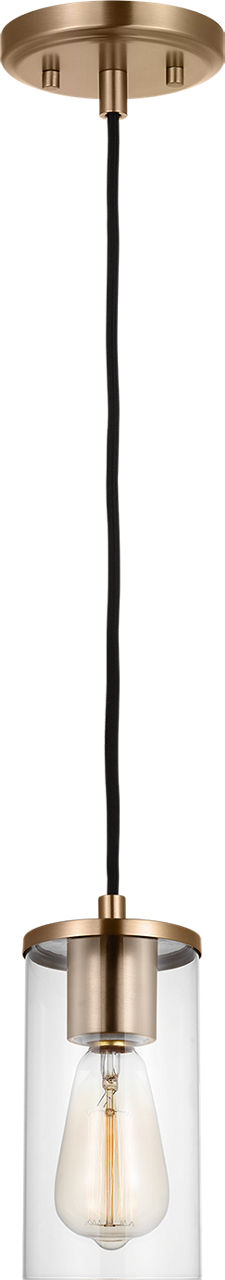 Zire One Light Mini-Pendant in Satin Brass Bulbs Included