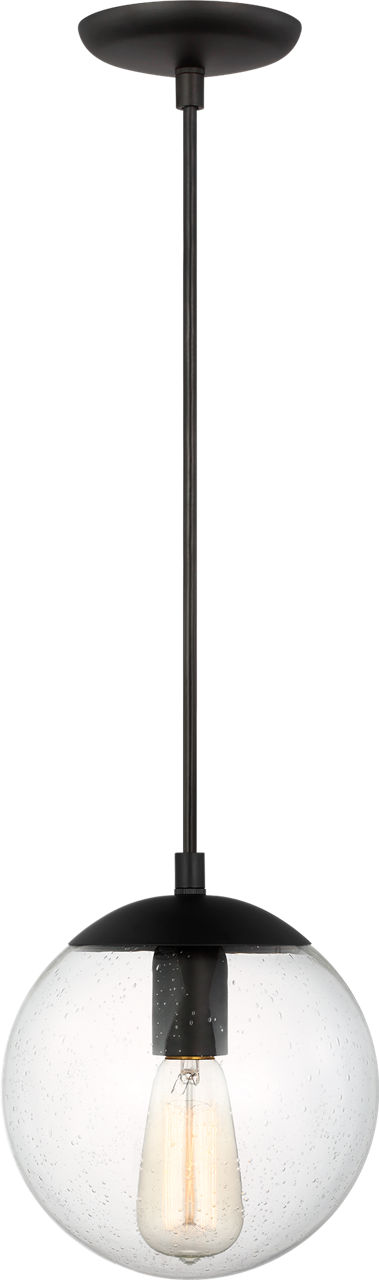 Leo Hanging Globe Small Pendant in Midnight Black with Clear Seeded Glass Bulb(s) Included
