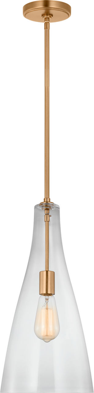 Arilda One Light Pendant in Satin Brass Bulbs Included
