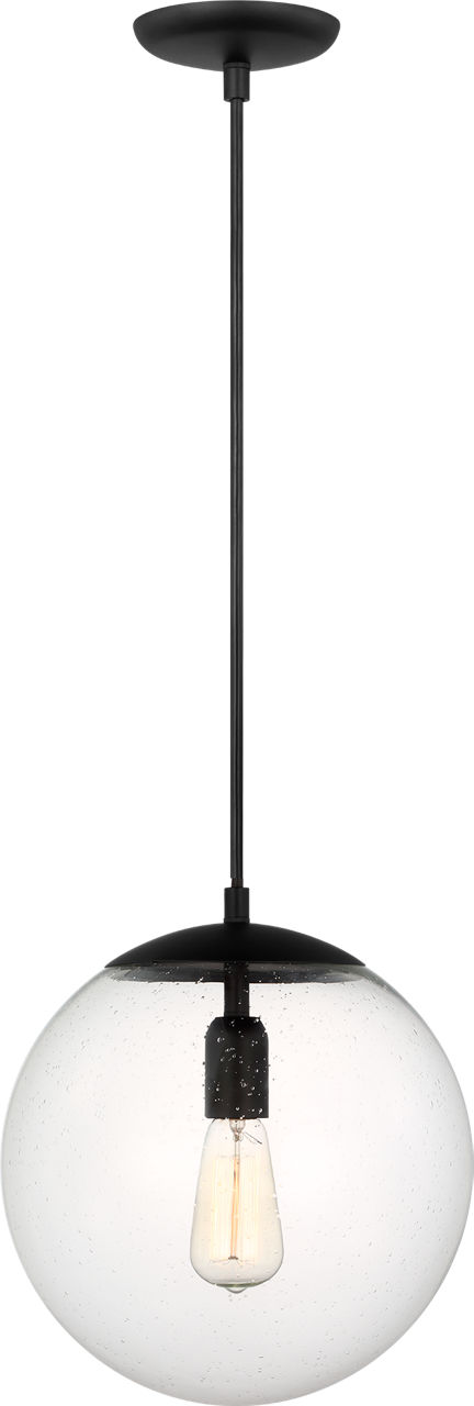 Leo Hanging Globe Large Pendant in Midnight Black with Clear Seeded Glass Bulb(s) Included