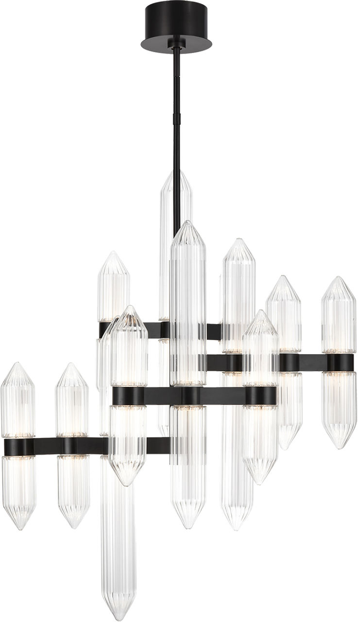 Langston Medium Chandelier plated dark Bronze 2700K 90 CRI integrated led 90 cri 2700k 120v-277v unv