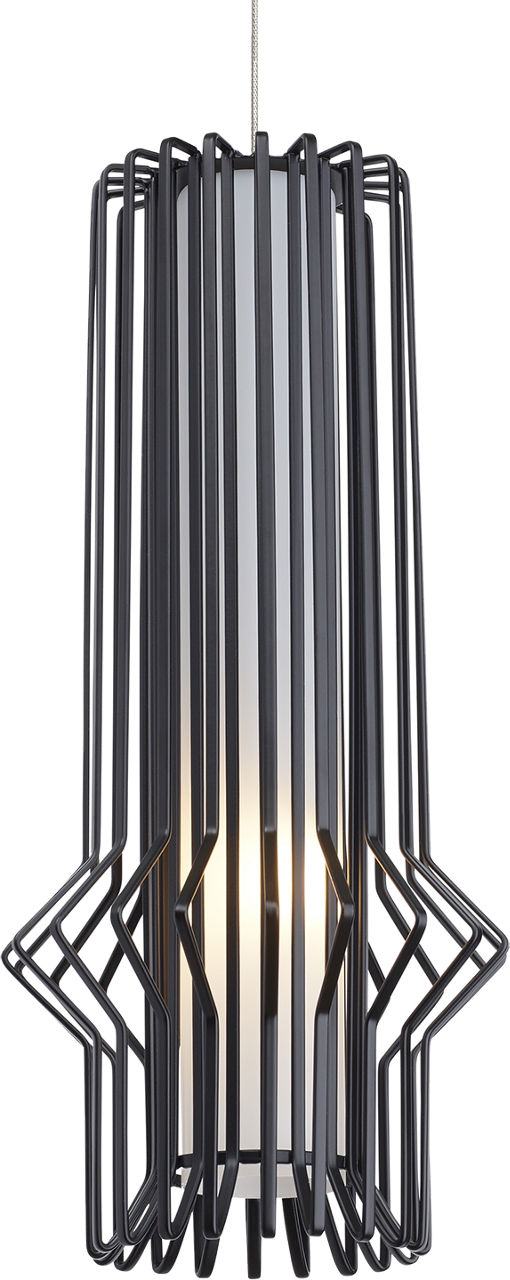 Syrma Mini Pendant in Satin Nickel with Matte Black MonoRail Bulb(s) Not Included