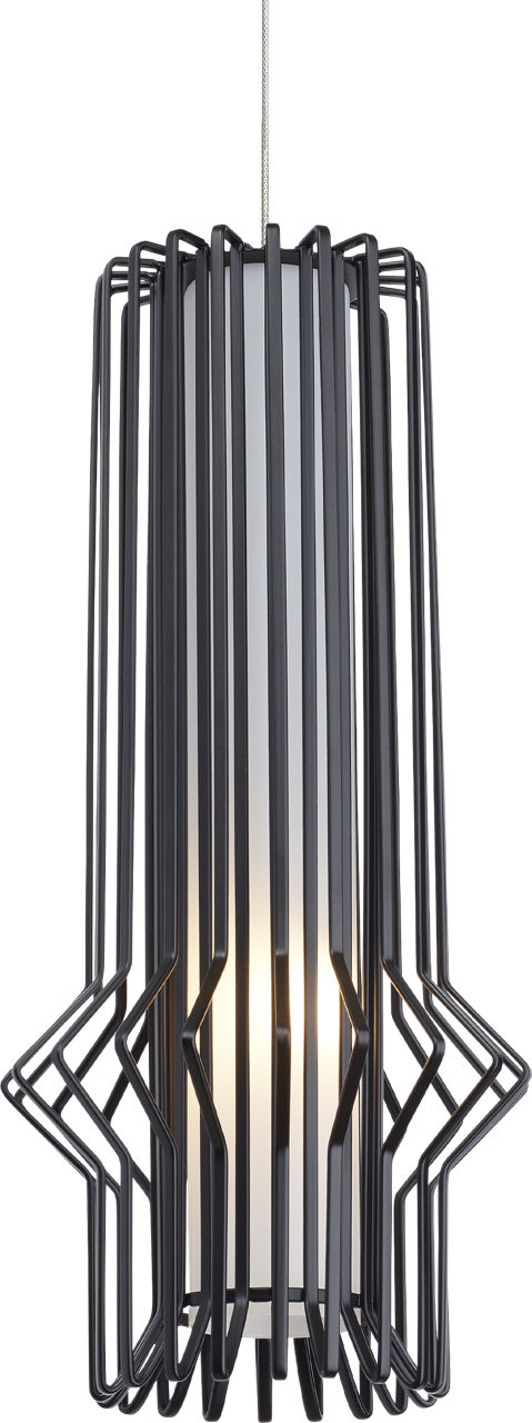 Syrma Mini Pendant in Satin Nickel with Matte Black Monopoint Bulb(s) Not Included