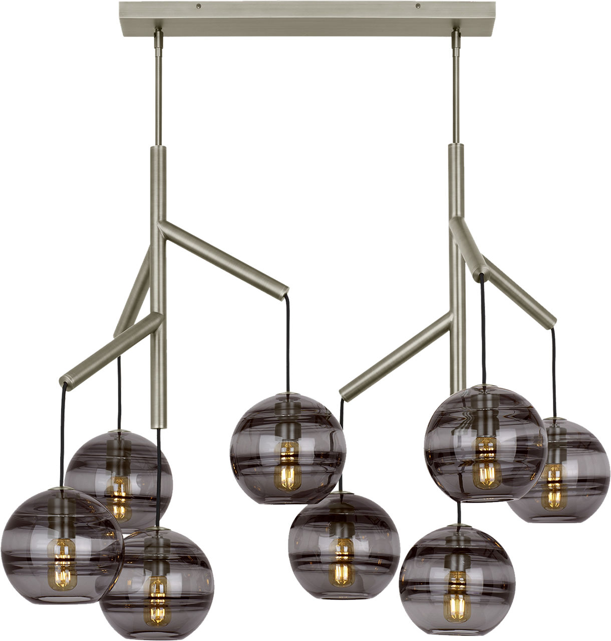 Sedona Double Chandelier Double Transparent Smoke Satin Nickel Bulb Not Included