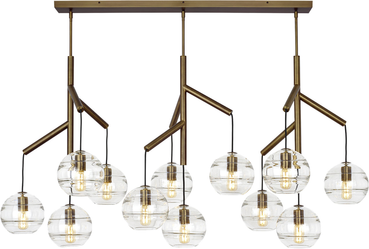 Sedona Triple Chandelier in Clear Aged Brass Bulb Not Included