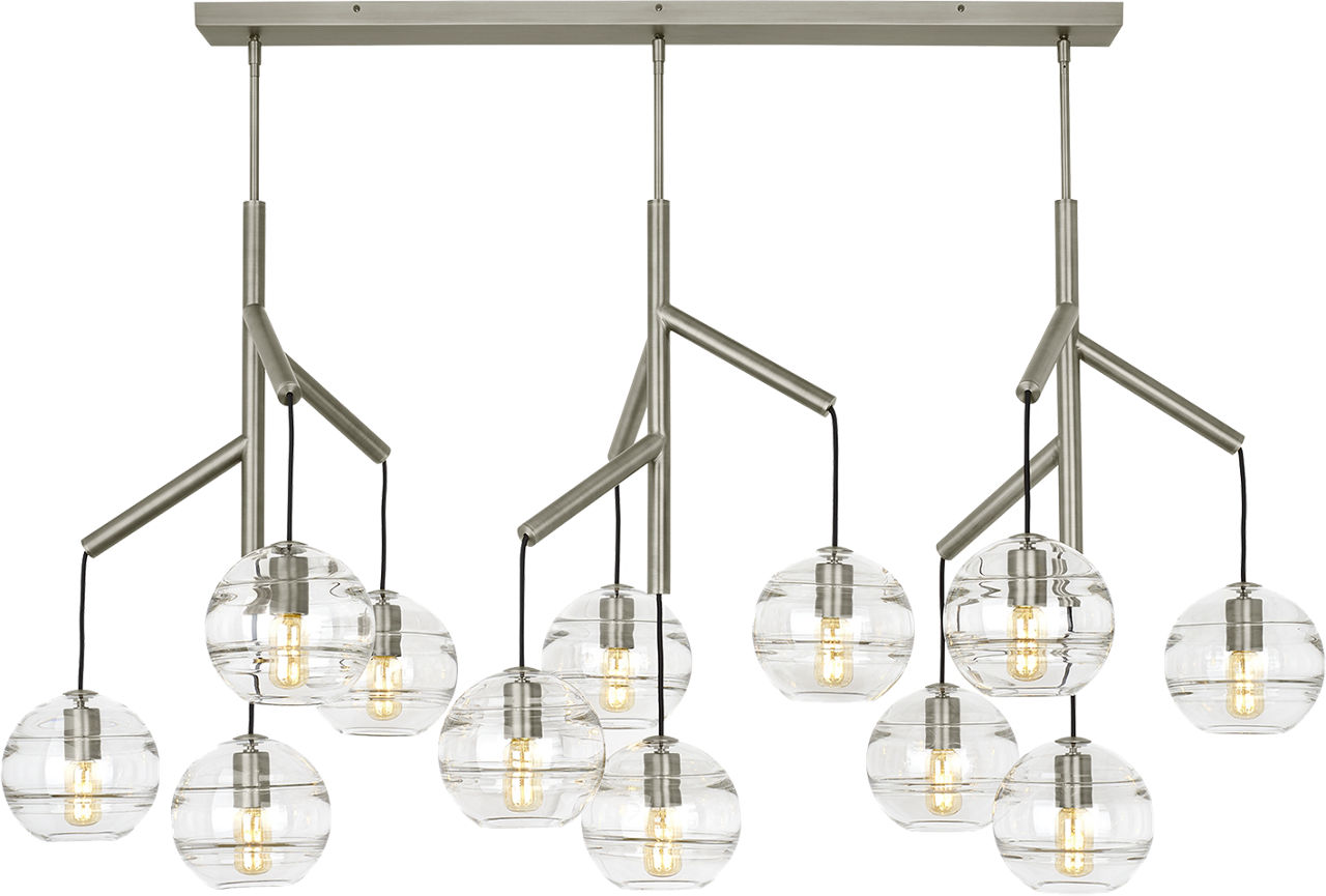 Sedona Triple Chandelier in Clear Satin Nickel Bulb Not Included